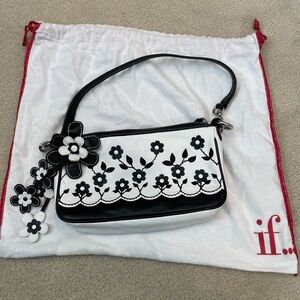 Isabella Fiore Floral Black and White Handbag